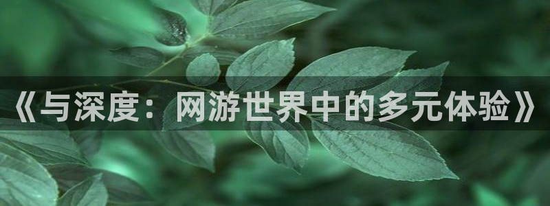 奇亿娱乐日.93O79.判官团队：《与深度：网游世界中的多元